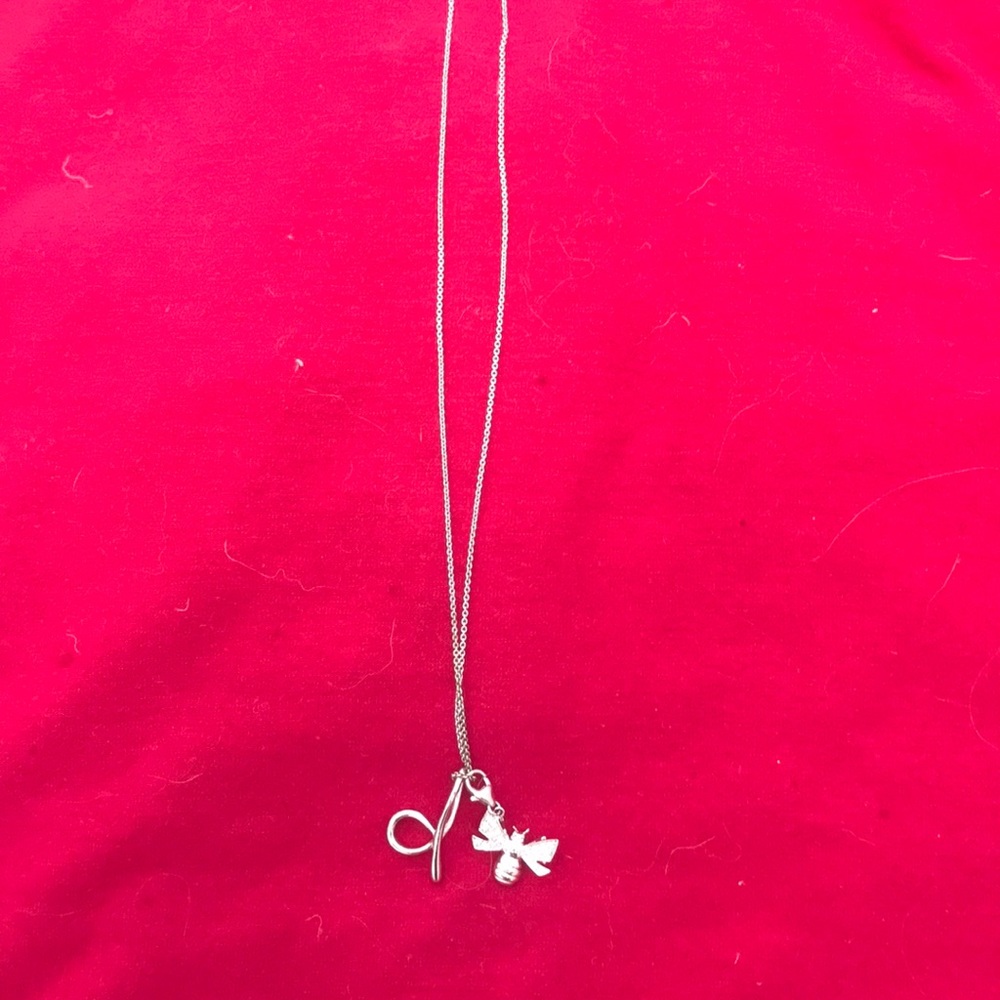 Silver bee and lower case ‘d’ necklace